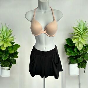 Beige Bra and Black Shorts Set